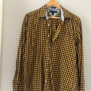 Yellow and Black Checker Button Down